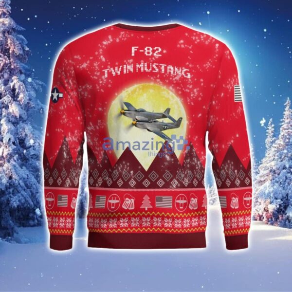 F-82 Twin Mustang F82 Aircraft Moonlight Red Color Ugly Christmas Sweater Christmas Gift Product Photo 3