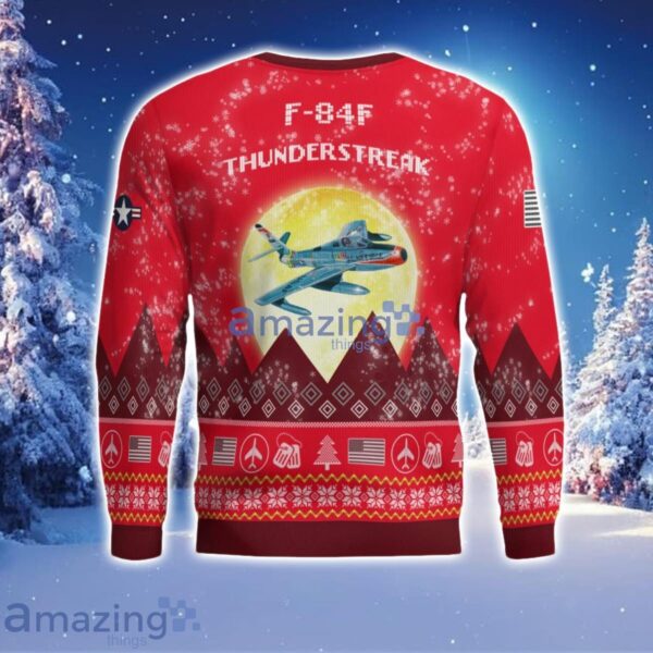 F-84F Thunderstreak F84F Aircraft Moonlight Red Color Ugly Christmas Sweater Christmas Gift Product Photo 3