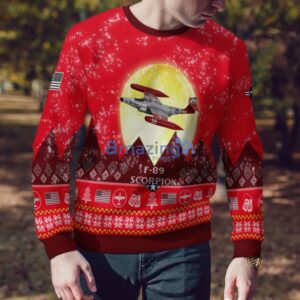 F-89 Scorpion F89 Aircraft Moonlight Red Color Ugly Christmas Sweater Christmas Gift Product Photo 4
