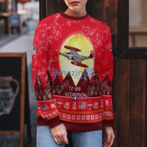 F-89 Scorpion F89 Aircraft Moonlight Red Color Ugly Christmas Sweater Christmas Gift Product Photo 5