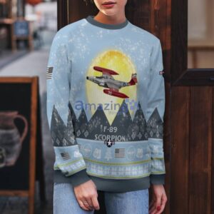 F-89 Scorpion F89 Light Blue Aircraft Moonlight 3D Ugly Christmas Sweater Christmas Gift Product Photo 5