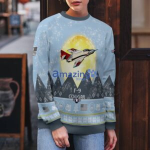 F 9 Cougar F9 Light Blue Aircraft Moonlight 3D Ugly Christmas Sweater Christmas Gift image F-9 Cougar F9 Light Blue Aircraft Moonlight 3D Ugly Christmas Sweater Christmas Gift Product Photo 5