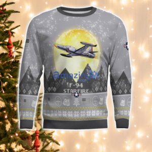 F-94 Starfire F94 Aircraft Moonlight And Mountain Pattern Ugly Christmas Sweater Aircraft Lovers Christmas Gift Product Photo 2
