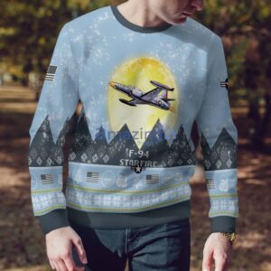 F-94 Starfire F94 Light Blue Aircraft Moonlight 3D Ugly Christmas Sweater Christmas Gift Product Photo 4