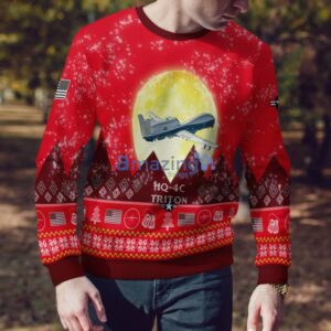 Northrop Grumman MQ-4C Triton MQ4C Aircraft Moonlight Red Color Ugly Christmas Sweater Christmas Gift Product Photo 4