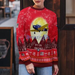 Fairchild PT-26 PT26 Aircraft Moonlight Red Color Ugly Christmas Sweater Christmas Gift Product Photo 5