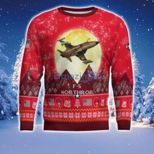 Northrop F-5 F5 Aircraft Moonlight Red Color Ugly Christmas Sweater Christmas Gift Product Photo 2