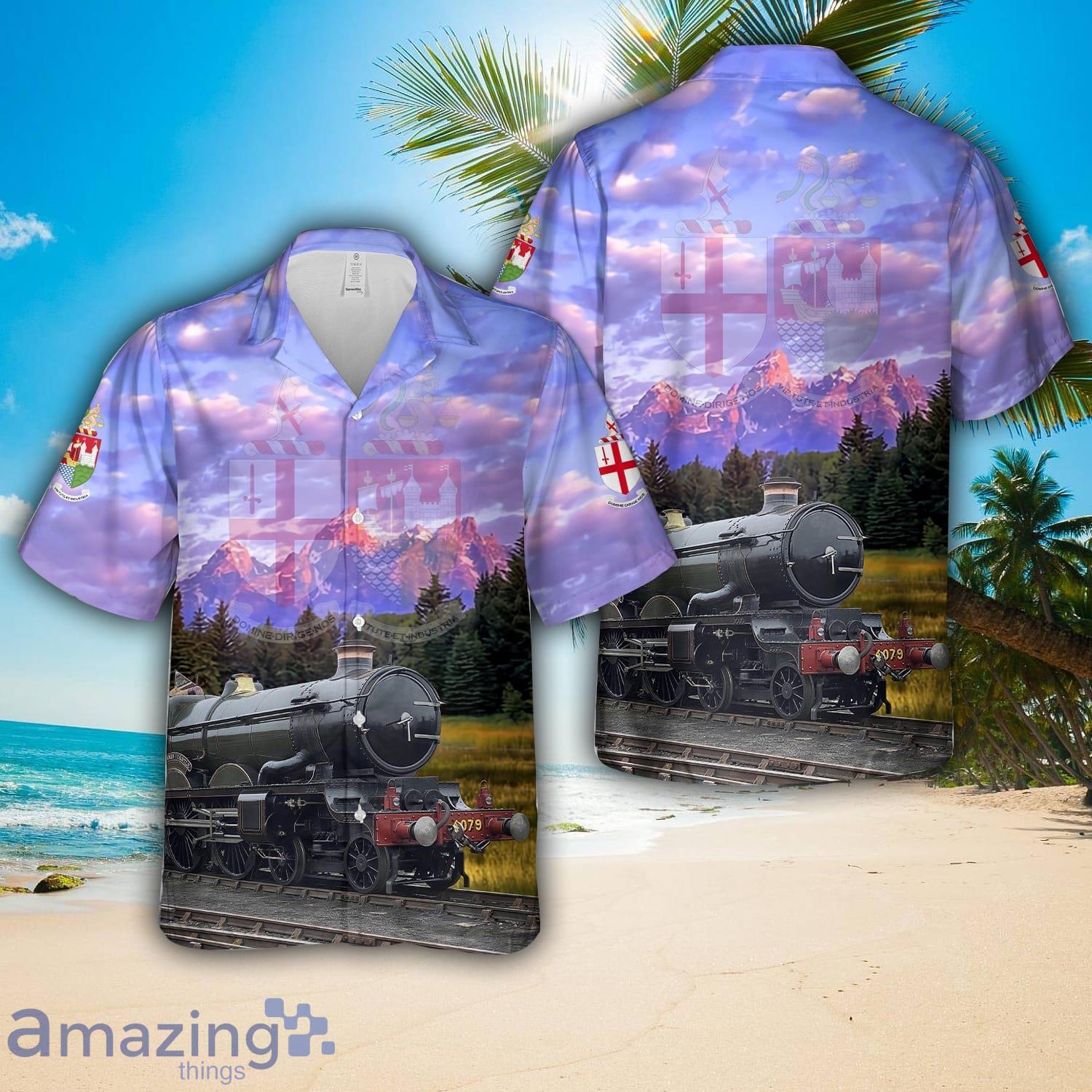 Great Western Railway (GWR) 4079 Pendennis Castle from the GWR 4073 Castle Class Beach Gift Hawaiian Shirt image Great Western Railway (GWR) 4079 Pendennis Castle from the GWR 4073 Castle Class Beach Gift Hawaiian Shirt Product Photo 1