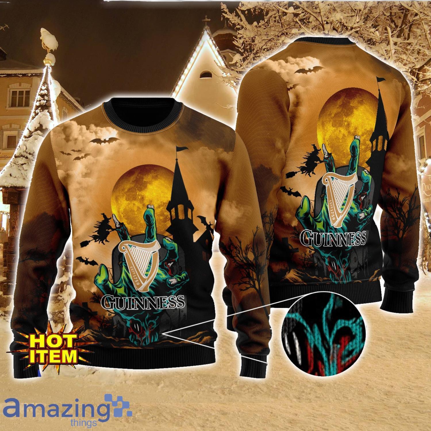 Guinness Beer Halloween 3D Sweater Halloween Gift For Men And Women image Guinness Beer Halloween 3D Sweater Halloween Gift For Men And Women Product Photo 1