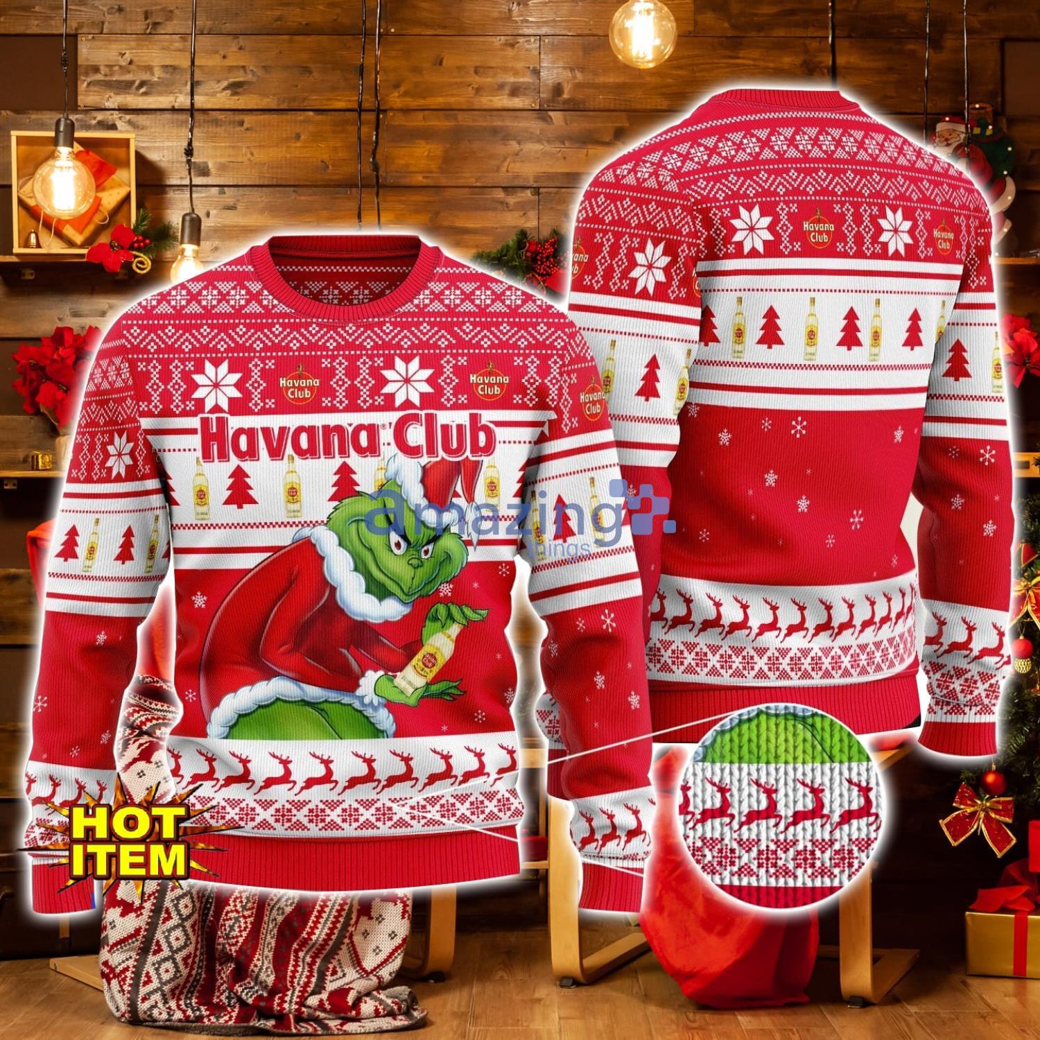 Havana Club Grinch Hug Logo Ugly Christmas Sweater Christmas Gift For Men And Women image Havana Club Grinch Hug Logo Ugly Christmas Sweater Christmas Gift For Men And Women Product Photo 1