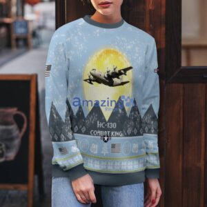 HC-130 Combat King HC130 Light Blue Aircraft Moonlight 3D Ugly Christmas Sweater Christmas Gift Product Photo 3