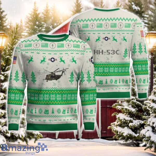 HH-53C Super Jolly Green Giant HH53C Green Color AOP Aircraft Ugly Christmas Sweater All Printed Sweater Product Photo 1