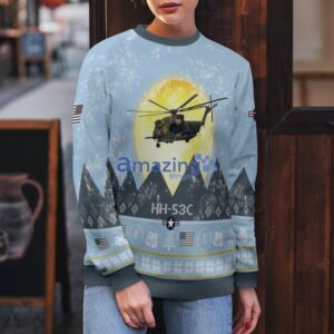 HH-53C Super Jolly Green Giant HH53C Light Blue Aircraft Moonlight 3D Ugly Christmas Sweater Christmas Gift Product Photo 5