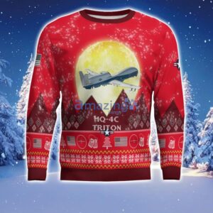 Northrop Grumman MQ-4C Triton MQ4C Aircraft Moonlight Red Color Ugly Christmas Sweater Christmas Gift Product Photo 2