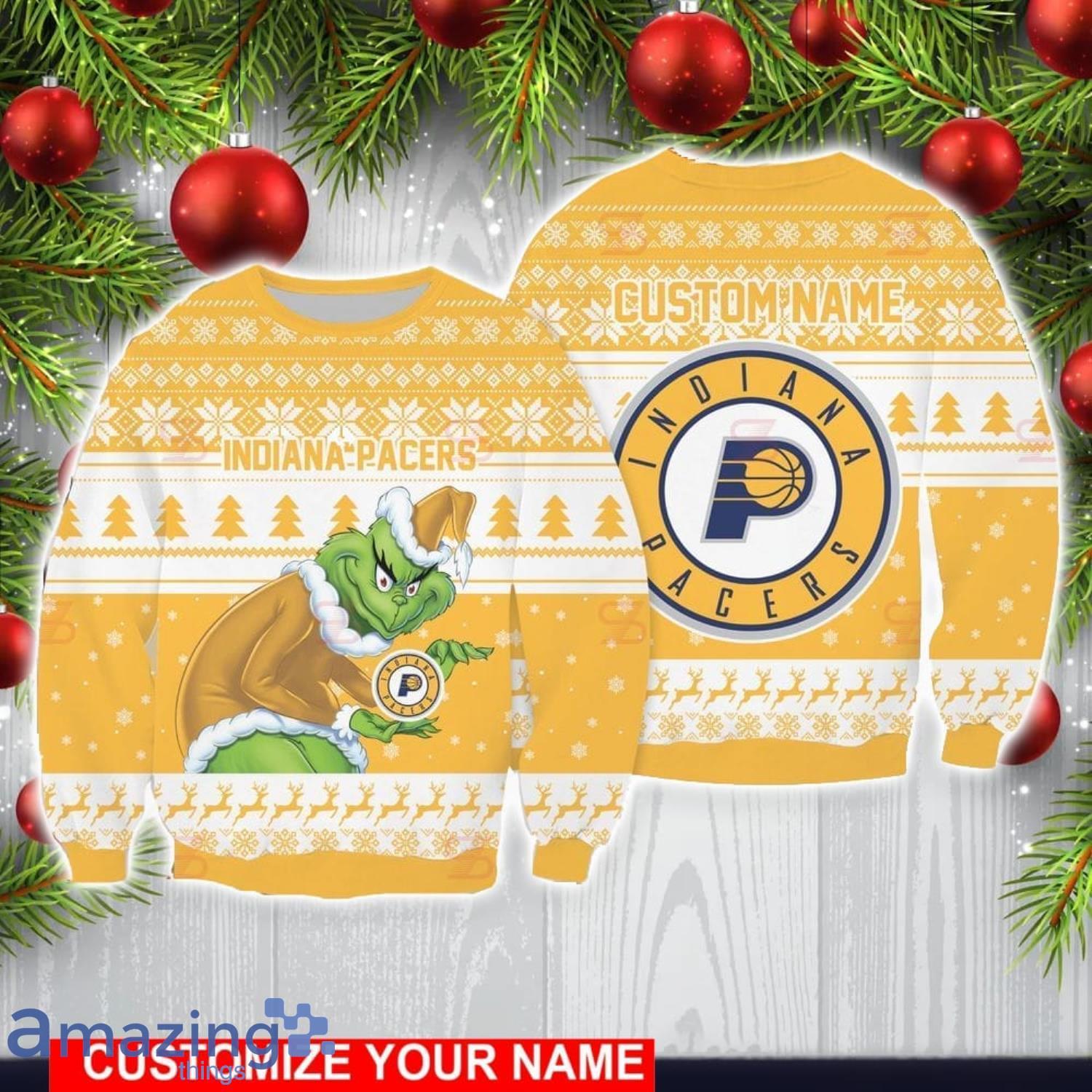 Indiana Packers Grinch With Logo Ugly Christmas Sweater Custom Name For Fans image Indiana Packers Grinch With Logo Ugly Christmas Sweater Custom Name For Fans Product Photo 1