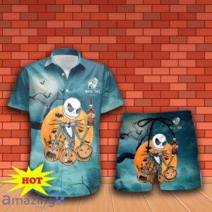 Jack Skellington Halloween Buffalo Trace Hawaiian Shirt & Short Product Photo 1