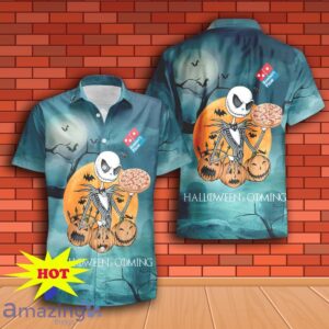 Jack Skellington Halloween Domino's Pizza Hawaiian Shirt & Short Product Photo 2