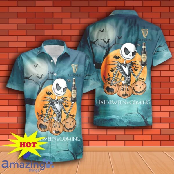 Jack Skellington Halloween Guinnes Hawaiian Shirt & Short Product Photo 2