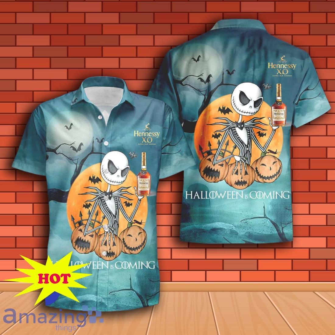Jack Skellington Halloween Hennessy Hawaiian Shirt & Short image Jack Skellington Halloween Hennessy Hawaiian Shirt & Short Product Photo 2
