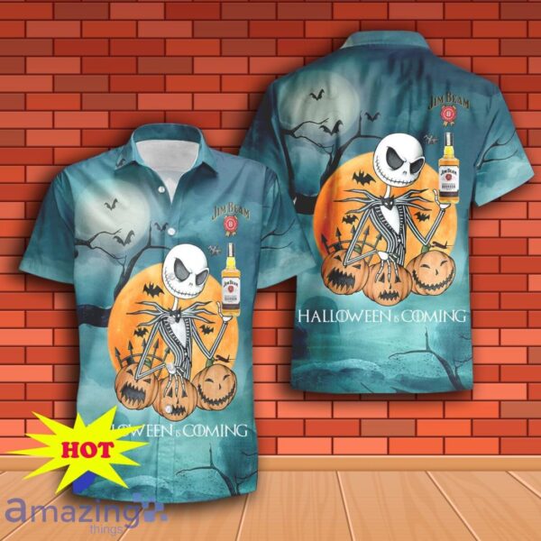 Jack Skellington Halloween Jim Beam Hawaiian Shirt & Short Product Photo 2