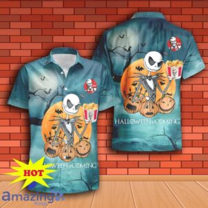 Jack Skellington Halloween KFC Hawaiian Shirt & Short image Jack Skellington Halloween KFC Hawaiian Shirt & Short Product Photo 2