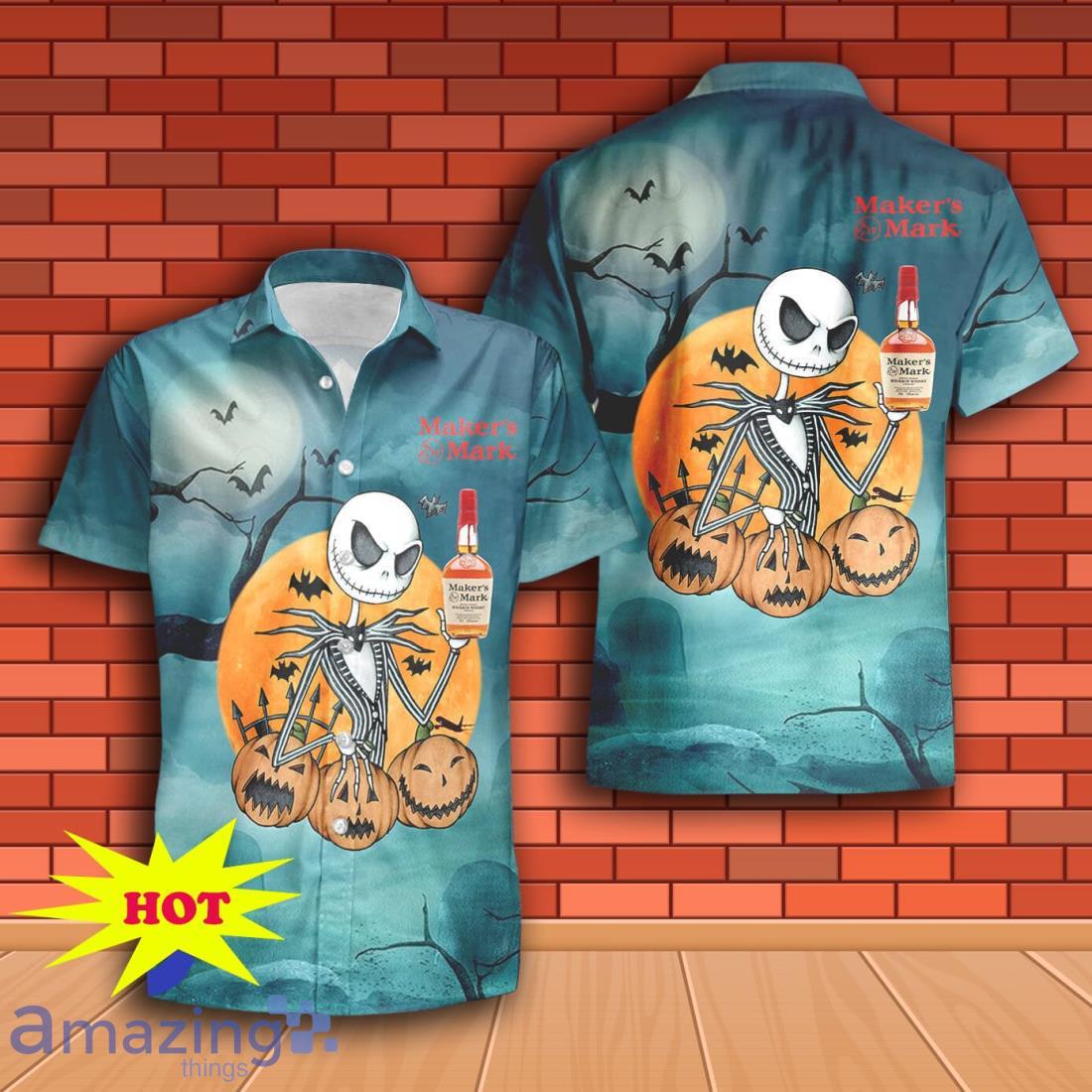 Jack Skellington Halloween Maker's Mark Hawaiian Shirt & Short image Jack Skellington Halloween Maker's Mark Hawaiian Shirt & Short