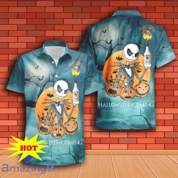 Jack Skellington Halloween Malibu Rum Hawaiian Shirt & Short Product Photo 2