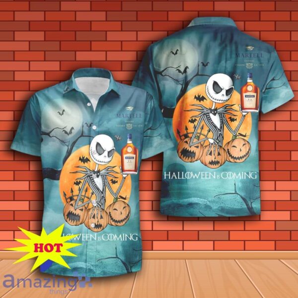Jack Skellington Halloween Martell Cognac Hawaiian Shirt & Short Product Photo 2