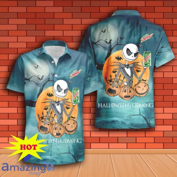 Jack Skellington Halloween Mountain Dew Hawaiian Shirt & Short Product Photo 2