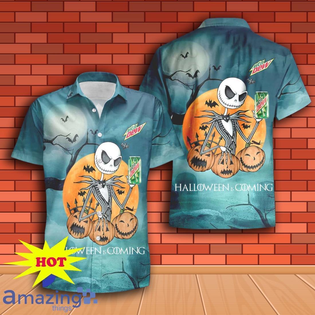 Jack Skellington Halloween Mountain Dew Hawaiian Shirt & Short image Jack Skellington Halloween Mountain Dew Hawaiian Shirt & Short Product Photo 2