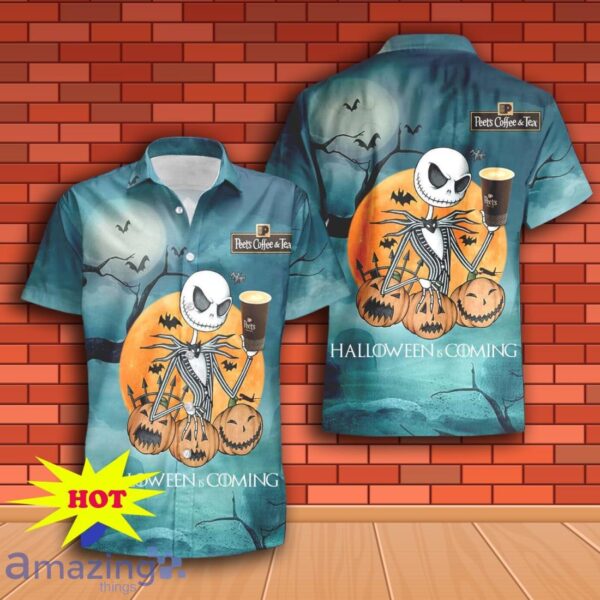 Jack Skellington Halloween Peet's Coffee Hawaiian Shirt & Short Product Photo 2