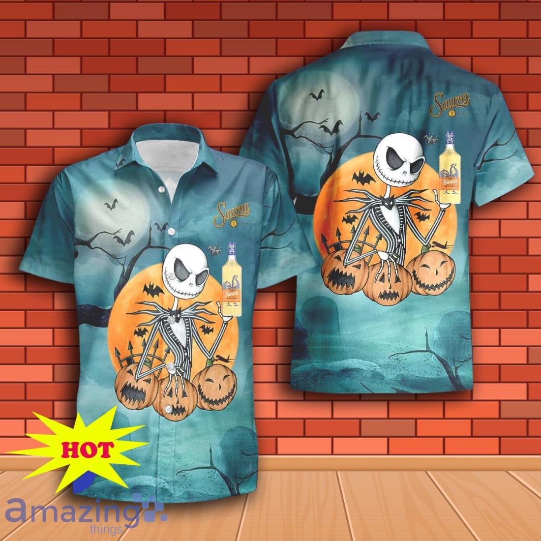 Jack Skellington Halloween Sauza Tequila Hawaiian Shirt & Short image Jack Skellington Halloween Sauza Tequila Hawaiian Shirt & Short Product Photo 1
