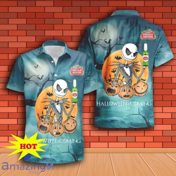 Jack Skellington Halloween Stella Artois Hawaiian Shirt & Short Product Photo 2