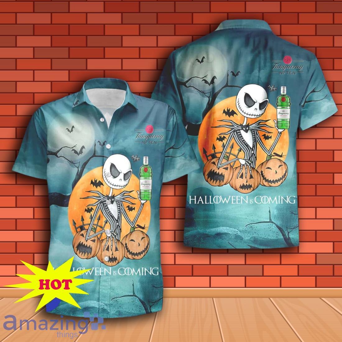 Jack Skellington Halloween Tanqueray Hawaiian Shirt & Short image Jack Skellington Halloween Tanqueray Hawaiian Shirt & Short Product Photo 2