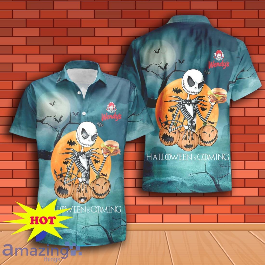Jack Skellington Halloween Wendy's Hawaiian Shirt & Short image Jack Skellington Halloween Wendy's Hawaiian Shirt & Short