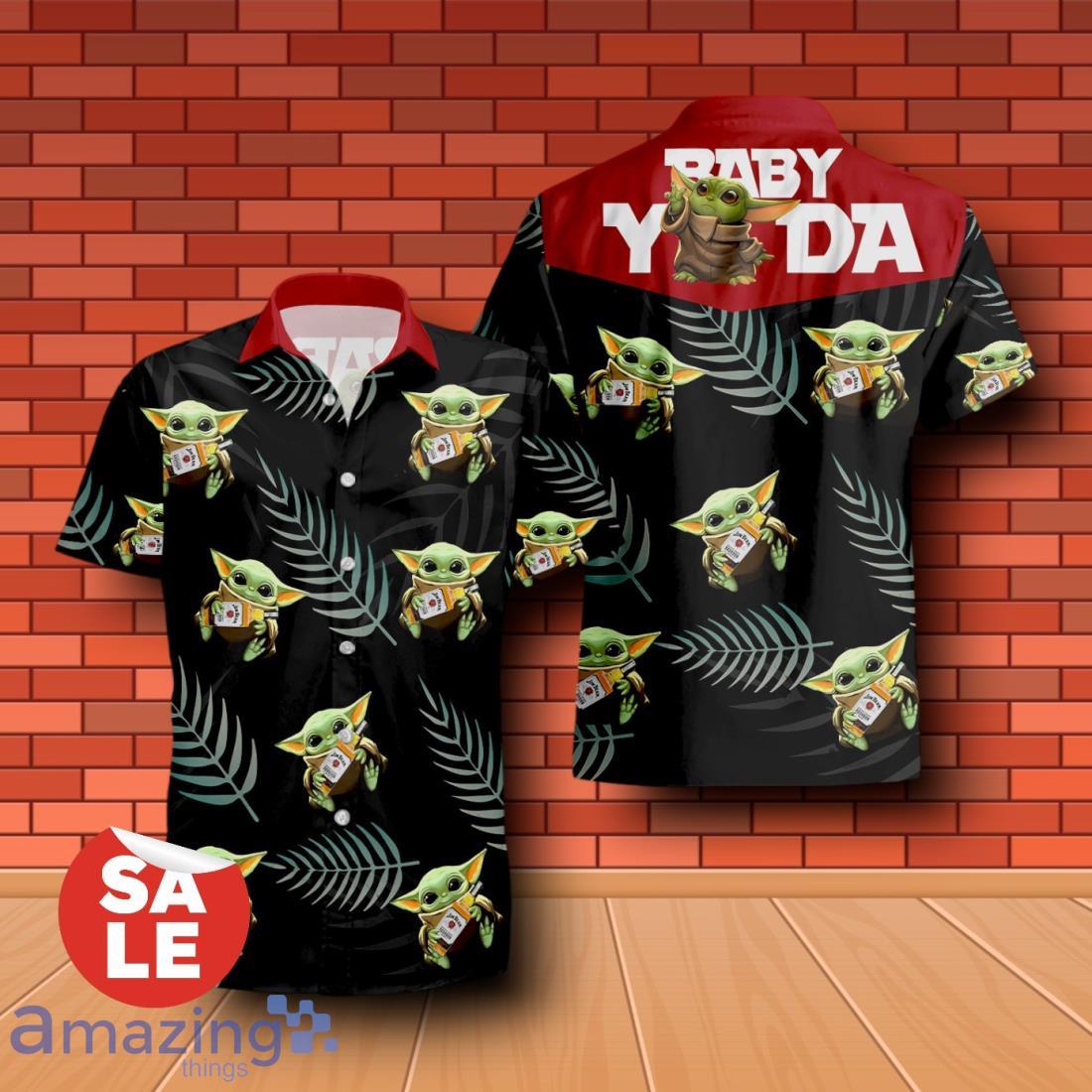 Jim Beam Baby Yoda Hug Hawaiian Shirt & Short image Jim Beam Baby Yoda Hug Hawaiian Shirt & Short Product Photo 2