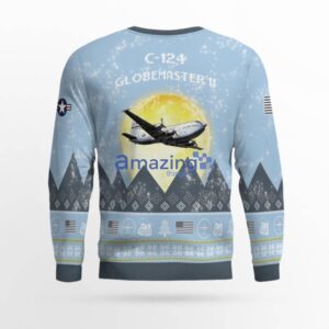 C-124 Globemaster II C124 Light Blue Aircraft Moonlight 3D Ugly Christmas Sweater Christmas Gift Product Photo 3