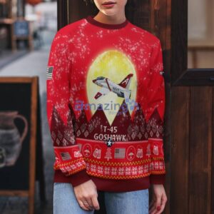 T-45 Goshawk T45 Aircraft Moonlight Red Color Ugly Christmas Sweater Christmas Gift Product Photo 5