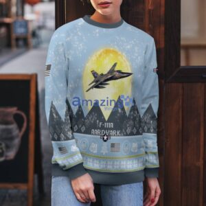 F-111A Aardvark Vietnam War F111A Light Blue Aircraft Moonlight 3D Ugly Christmas Sweater Christmas Gift Product Photo 5