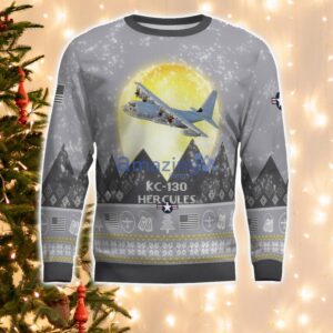KC-130 Hercules KC130 Aircraft Moonlight And Mountain Pattern Ugly Christmas Sweater Aircraft Lovers Christmas Gift Product Photo 2