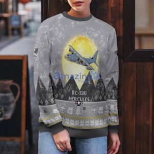 KC-130 Hercules KC130 Aircraft Moonlight And Mountain Pattern Ugly Christmas Sweater Aircraft Lovers Christmas Gift Product Photo 4