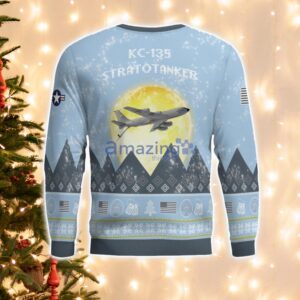 KC-135 Stratotanker KC135 Light Blue Aircraft Moonlight 3D Ugly Christmas Sweater Christmas Gift Product Photo 2
