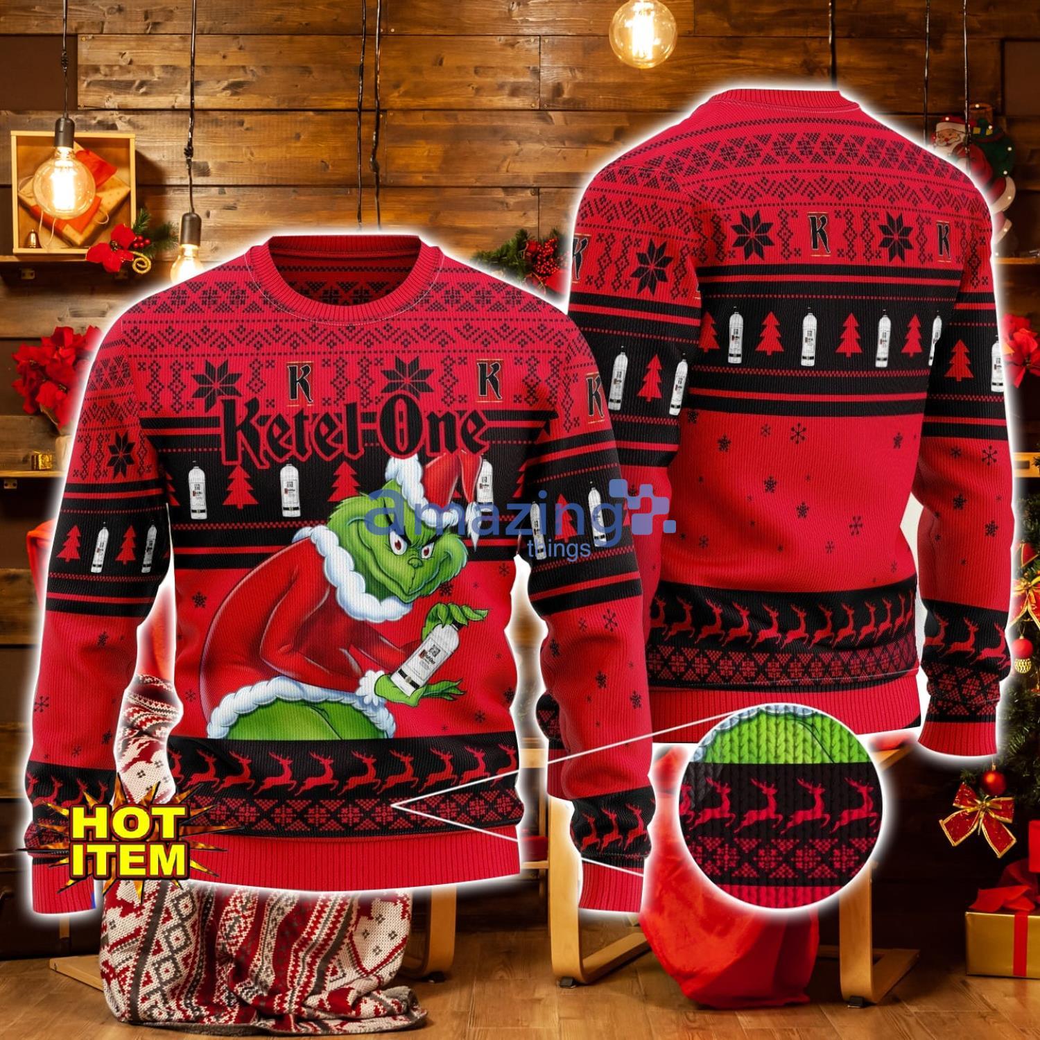 Ketel One Grinch Hug Logo Ugly Christmas Sweater Christmas Gift For Men And Women image Ketel One Grinch Hug Logo Ugly Christmas Sweater Christmas Gift For Men And Women Product Photo 1