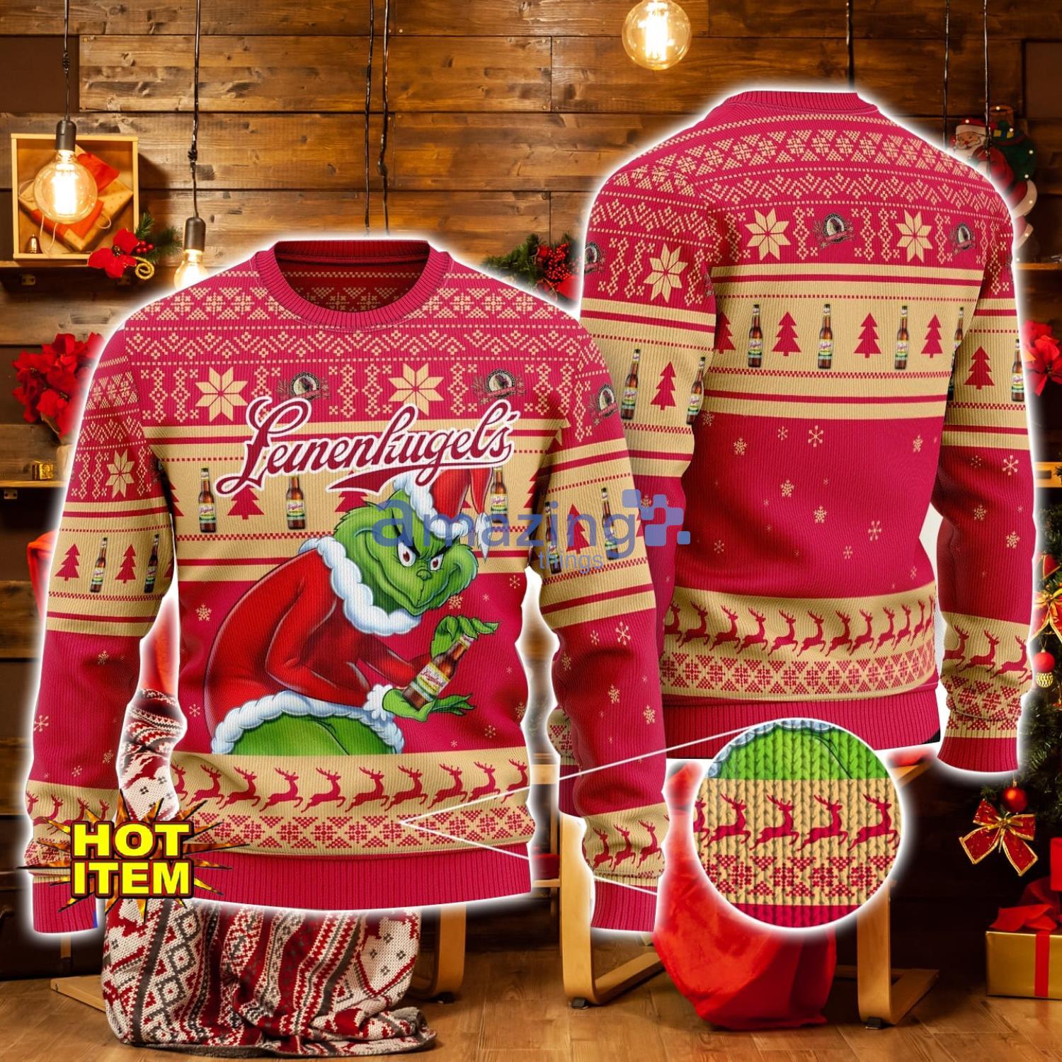 Leinenkugel’s Grinch Hug Logo Ugly Christmas Sweater Christmas Gift For Men And Women image Leinenkugel’s Grinch Hug Logo Ugly Christmas Sweater Christmas Gift For Men And Women Product Photo 1