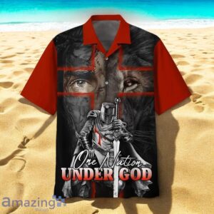 Lion And Warrior One Nation Under God Hawaiian Shirt Style Gift Product Photo 1