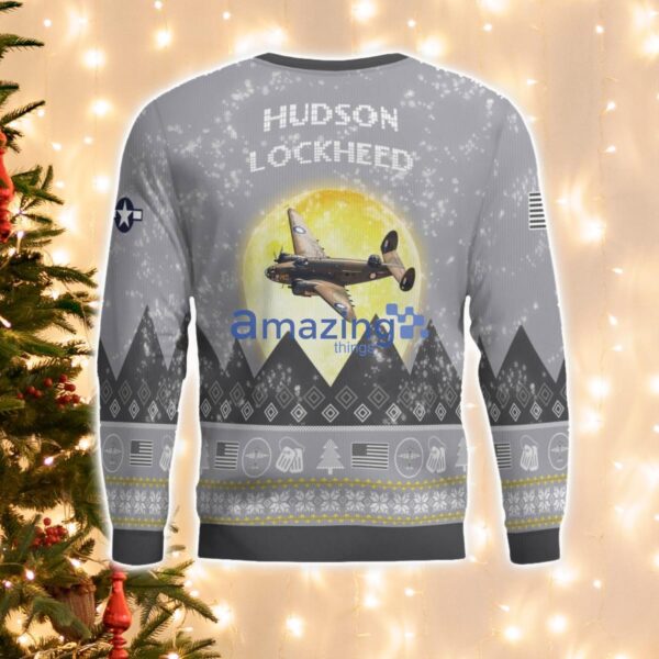 Lockheed Hudson WWII Aircraft Moonlight And Mountain Pattern Ugly Christmas Sweater Aircraft Lovers Christmas Gift Product Photo 3