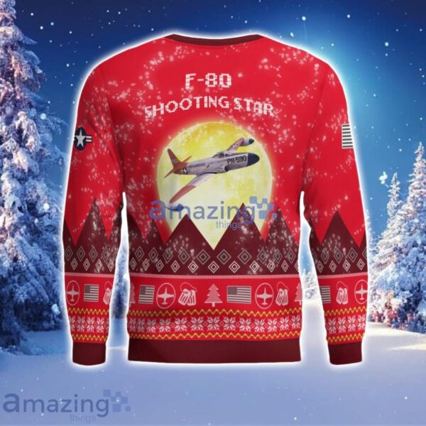 Lockheed P-80 Shooting Star P80 F80 Aircraft Moonlight Red Color Ugly Christmas Sweater Christmas Gift Product Photo 3