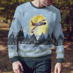 Lockheed P-80 Shooting Star P80 F80 Light Blue Aircraft Moonlight 3D Ugly Christmas Sweater Christmas Gift Product Photo 4