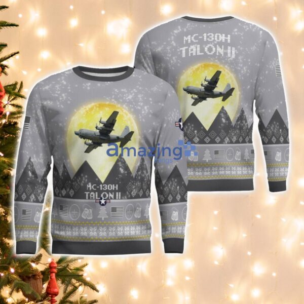 MC-130E Combat Talon MC130E Aircraft Moonlight And Mountain Pattern Ugly Christmas Sweater Aircraft Lovers Christmas Gift Product Photo 2