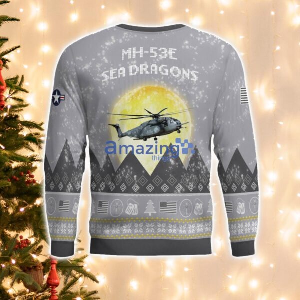 MH-53E Sea Dragons MH53E Aircraft Moonlight And Mountain Pattern Ugly Christmas Sweater Aircraft Lovers Christmas Gift Product Photo 3